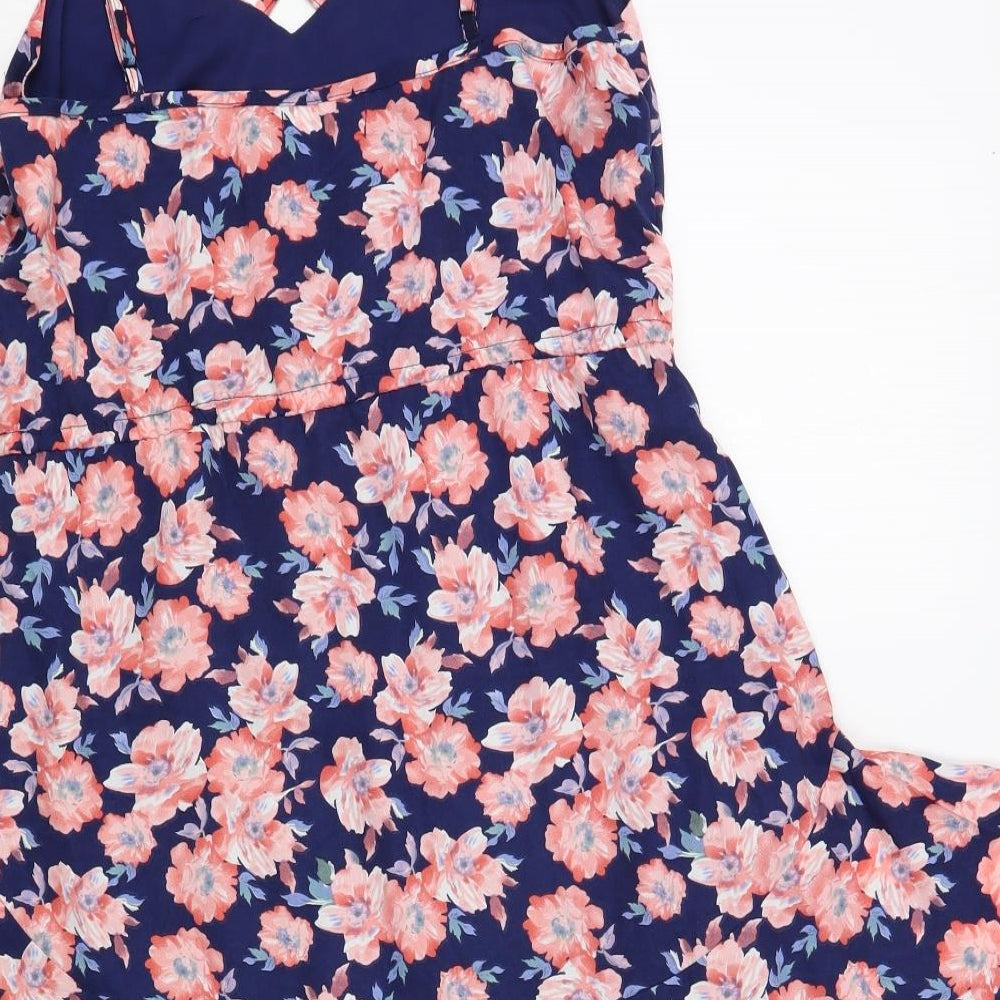 Valley Girl Womens Blue Floral Polyester Fit & Flare  Size 8  V-Neck Pullover