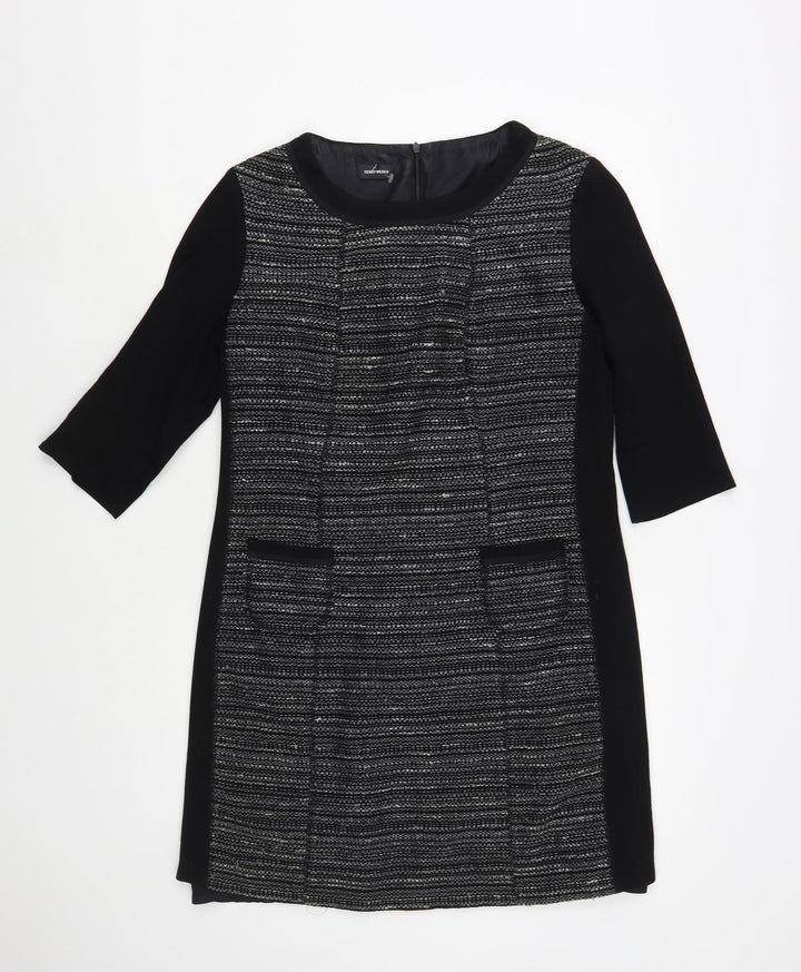 Gerry Weber Womens Black  Viscose Shift  Size 12  Boat Neck Zip