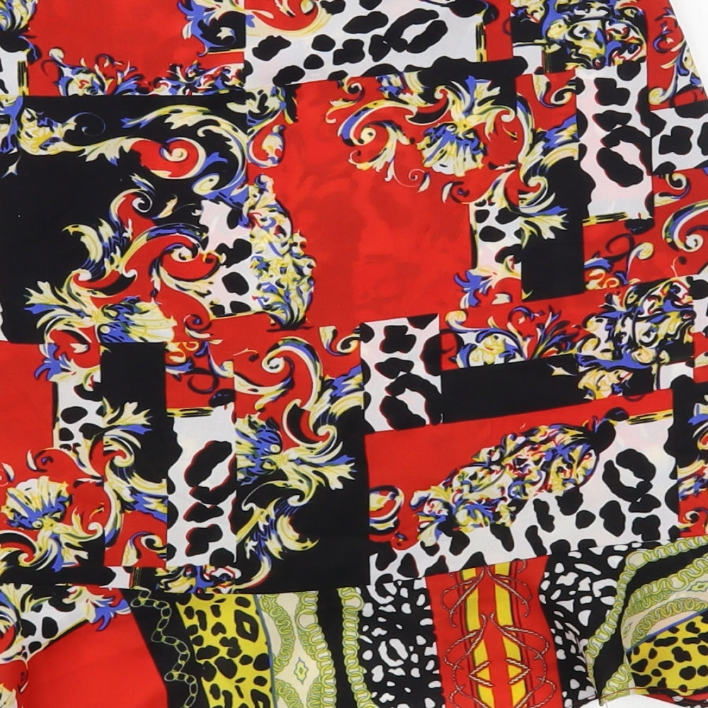 Missi London Womens Multicoloured Geometric Polyester Mini Skirt Size 6   Zip