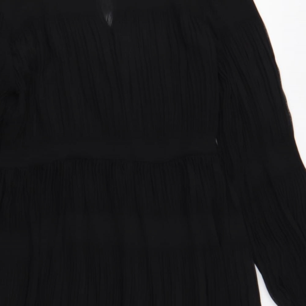 Primark Womens Black  Polyester Fit & Flare  Size 6  Crew Neck Button
