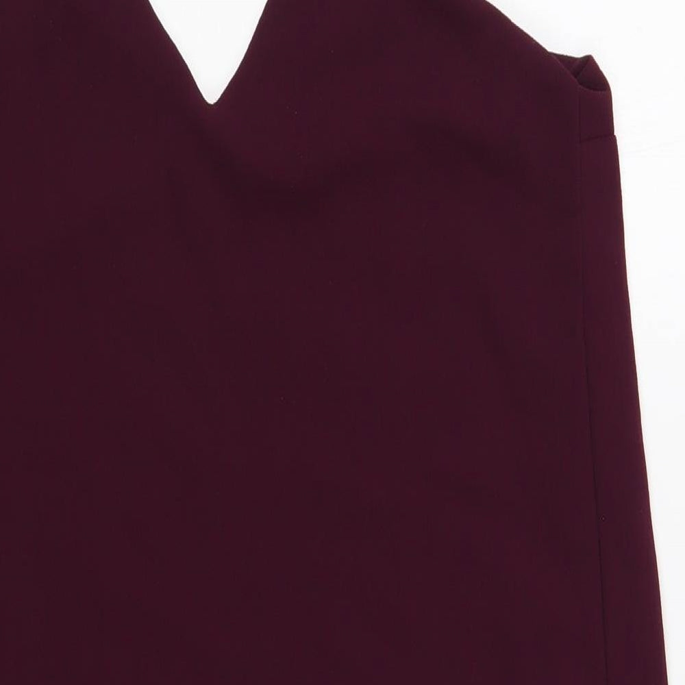River Island Womens Purple  Polyester Slip Dress  Size 12  V-Neck Pullover - Lace Detail