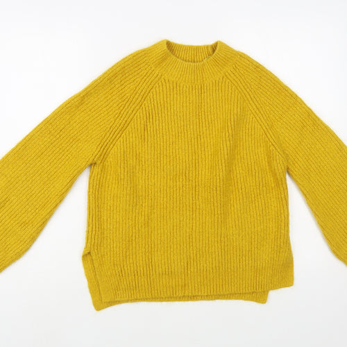 Primark Womens Yellow Mock Neck  Acrylic Pullover Jumper Size 10