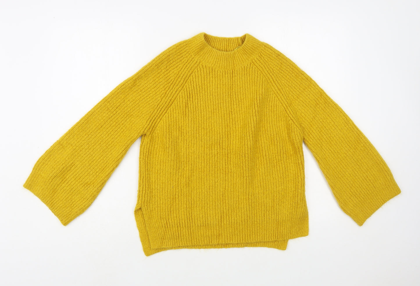 Primark Womens Yellow Mock Neck  Acrylic Pullover Jumper Size 10