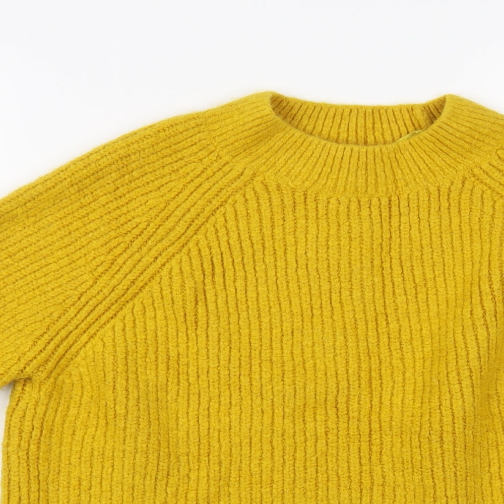 Primark Womens Yellow Mock Neck  Acrylic Pullover Jumper Size 10
