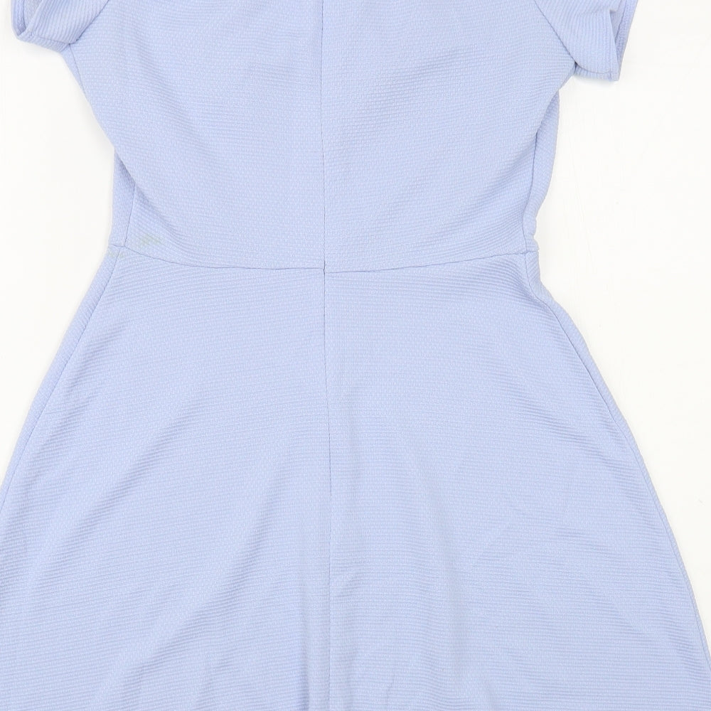 Love Womens Blue  Polyester Fit & Flare  Size S  Off the Shoulder Zip