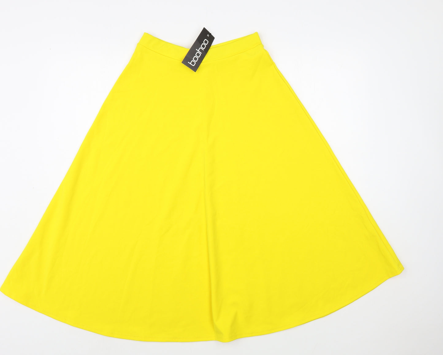 Boohoo Womens Yellow  Polyester A-Line Skirt Size 10