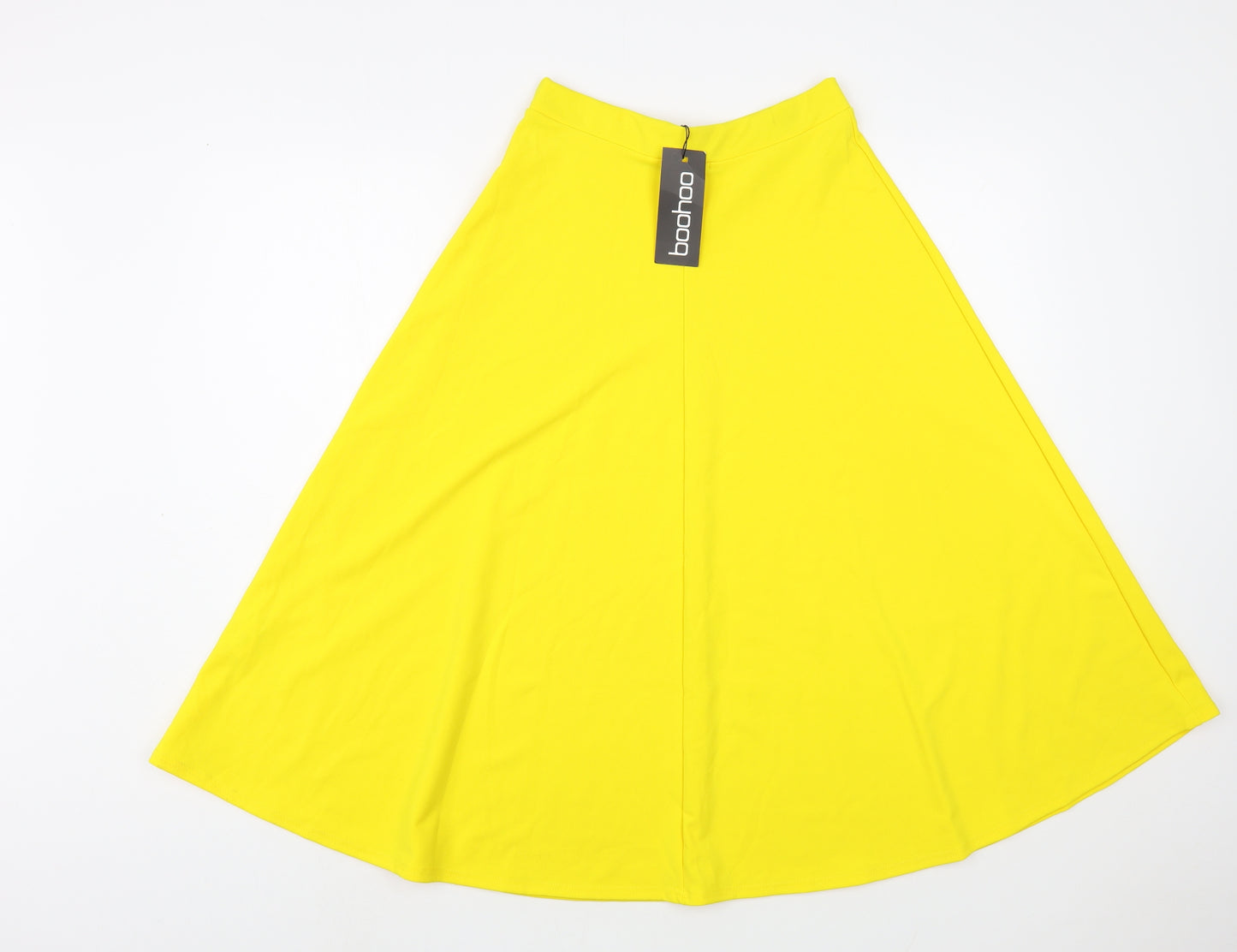 Boohoo Womens Yellow  Polyester A-Line Skirt Size 10