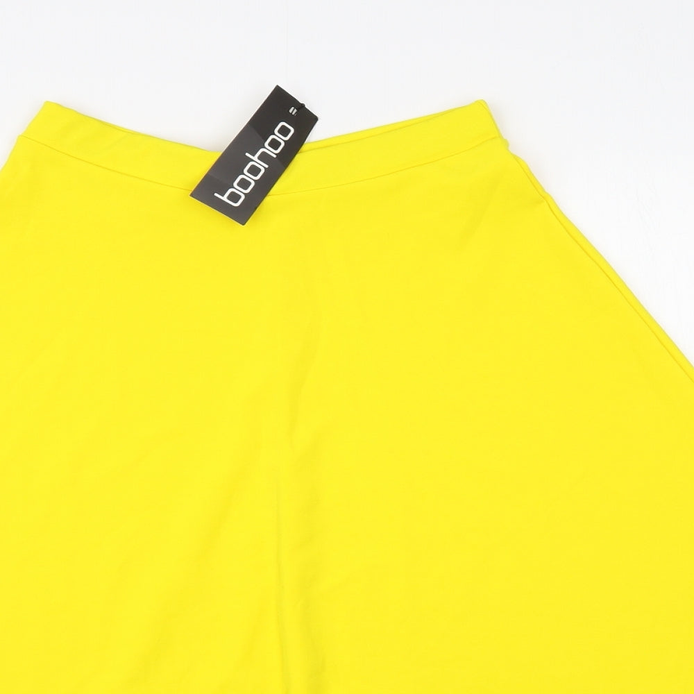 Boohoo Womens Yellow  Polyester A-Line Skirt Size 10