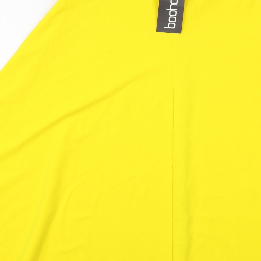Boohoo Womens Yellow  Polyester A-Line Skirt Size 10