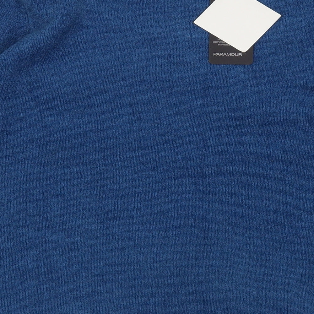 Paramour Womens Blue Round Neck  Acrylic Pullover Jumper Size L   - Embellished Neckline