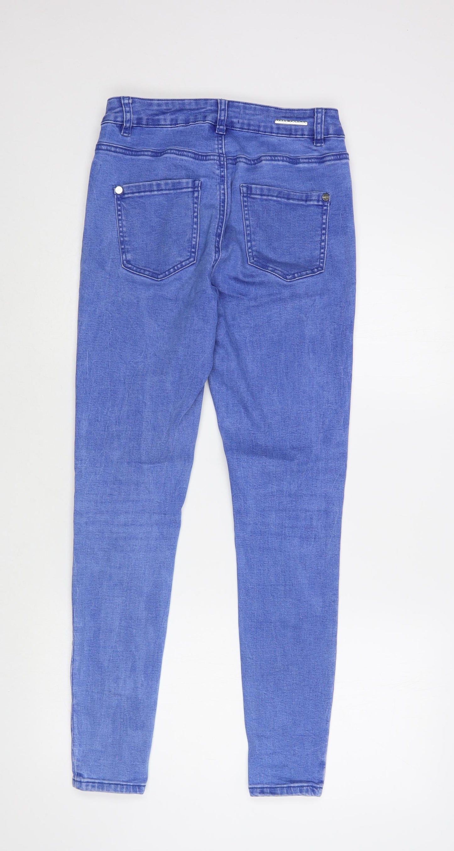 Lipsy Womens Blue  Cotton Skinny Jeans Size 10 L30 in Regular Button