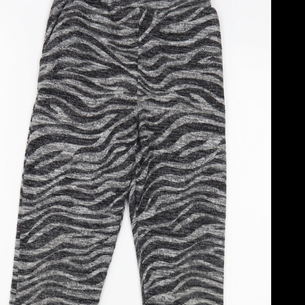 F&F Girls Grey Animal Print Viscose Jogger Trousers Size 9-10 Years  Regular  - Leggings