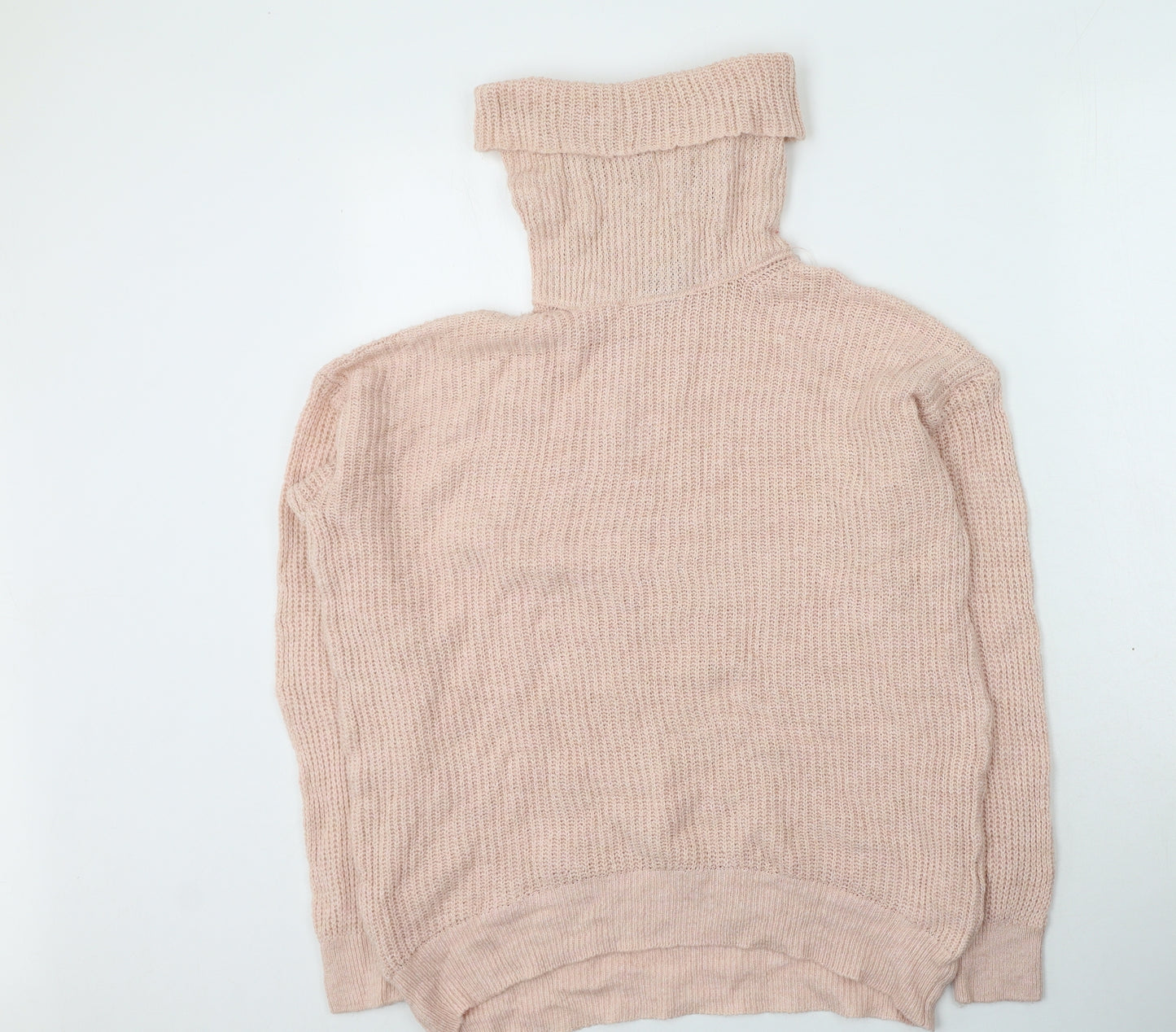 New Look Womens Pink Roll Neck  Acrylic Pullover Jumper Size M