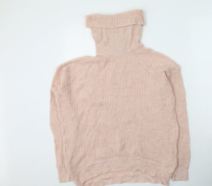 New Look Womens Pink Roll Neck  Acrylic Pullover Jumper Size M