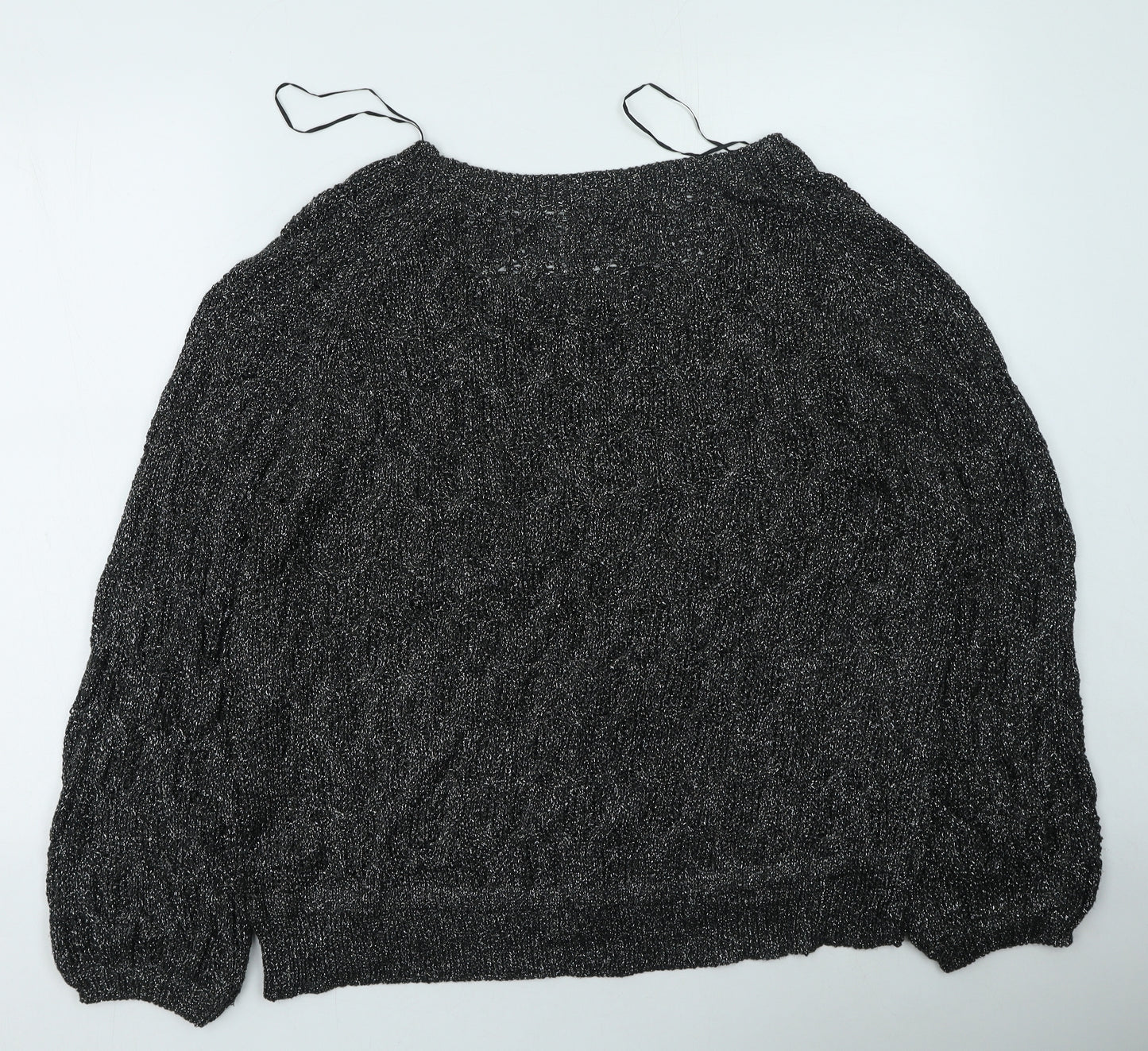 TU Womens Silver Round Neck  Acrylic Pullover Jumper Size 20