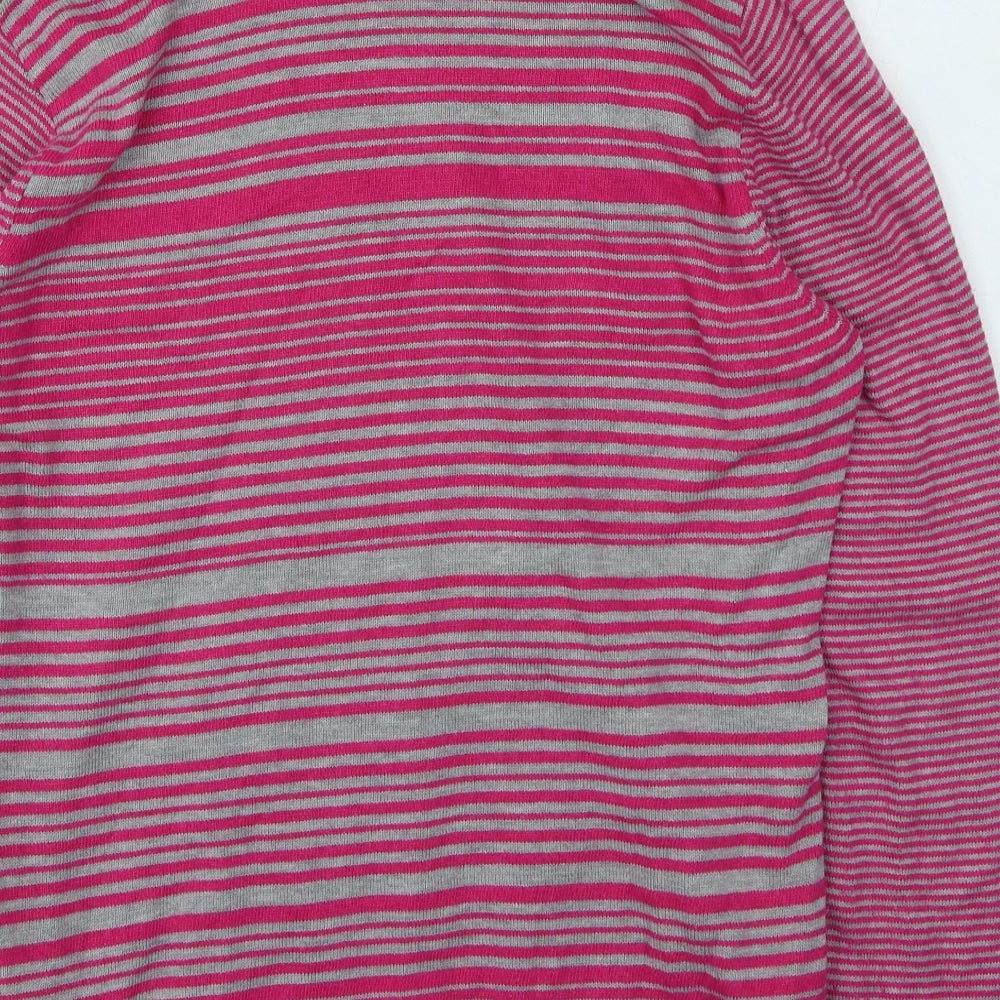 Marks and Spencer Womens Pink Roll Neck Striped Cotton Pullover Jumper Size 16