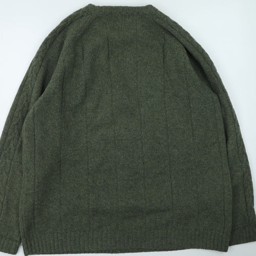 P.G.FIELD Mens Green Round Neck  Wool Pullover Jumper Size L