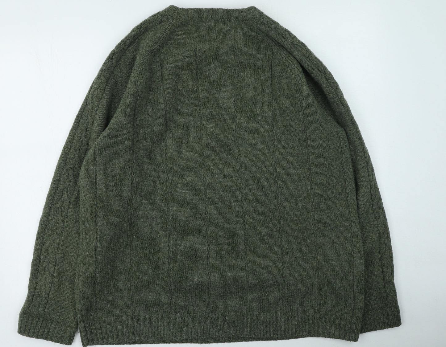 P.G.FIELD Mens Green Round Neck  Wool Pullover Jumper Size L
