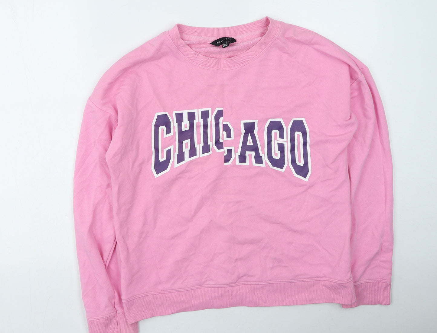New Look Womens Pink  Cotton Pullover Sweatshirt Size 12   - CHICAGO
