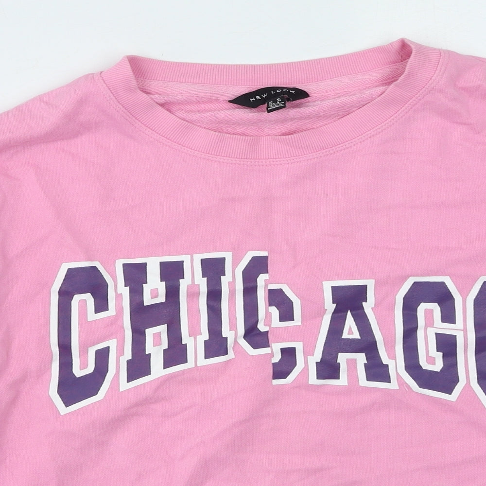 New Look Womens Pink  Cotton Pullover Sweatshirt Size 12   - CHICAGO