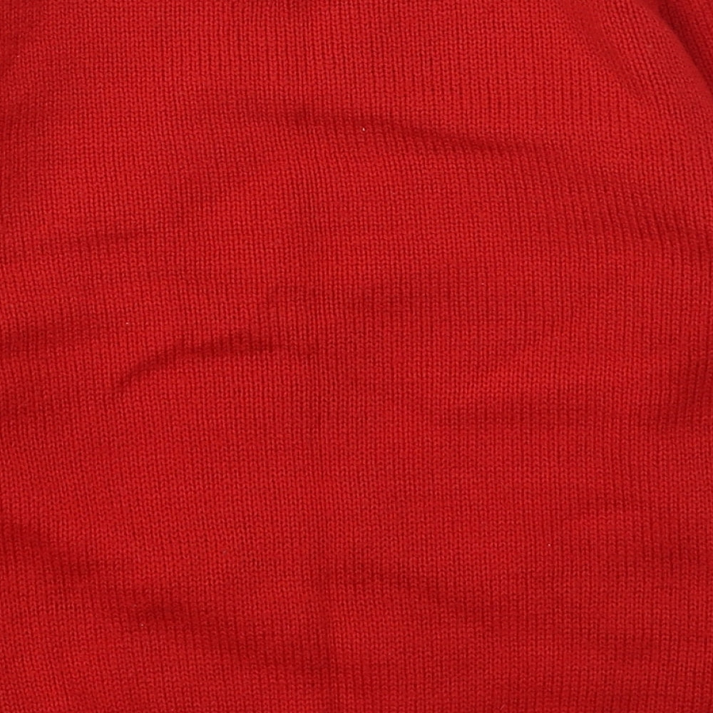 Preworn Girls Red Round Neck  Acrylic Pullover Jumper Size 7-8 Years   - Disney