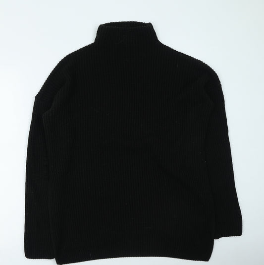 Front view of PRETTYLITTLETHING women’s black high neck acrylic jumper, size UK 10