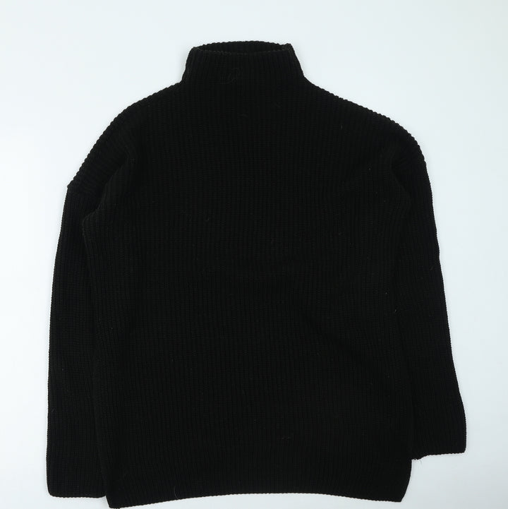 PRETTYLITTLETHING Womens Black High Neck  Acrylic Pullover Jumper Size 10