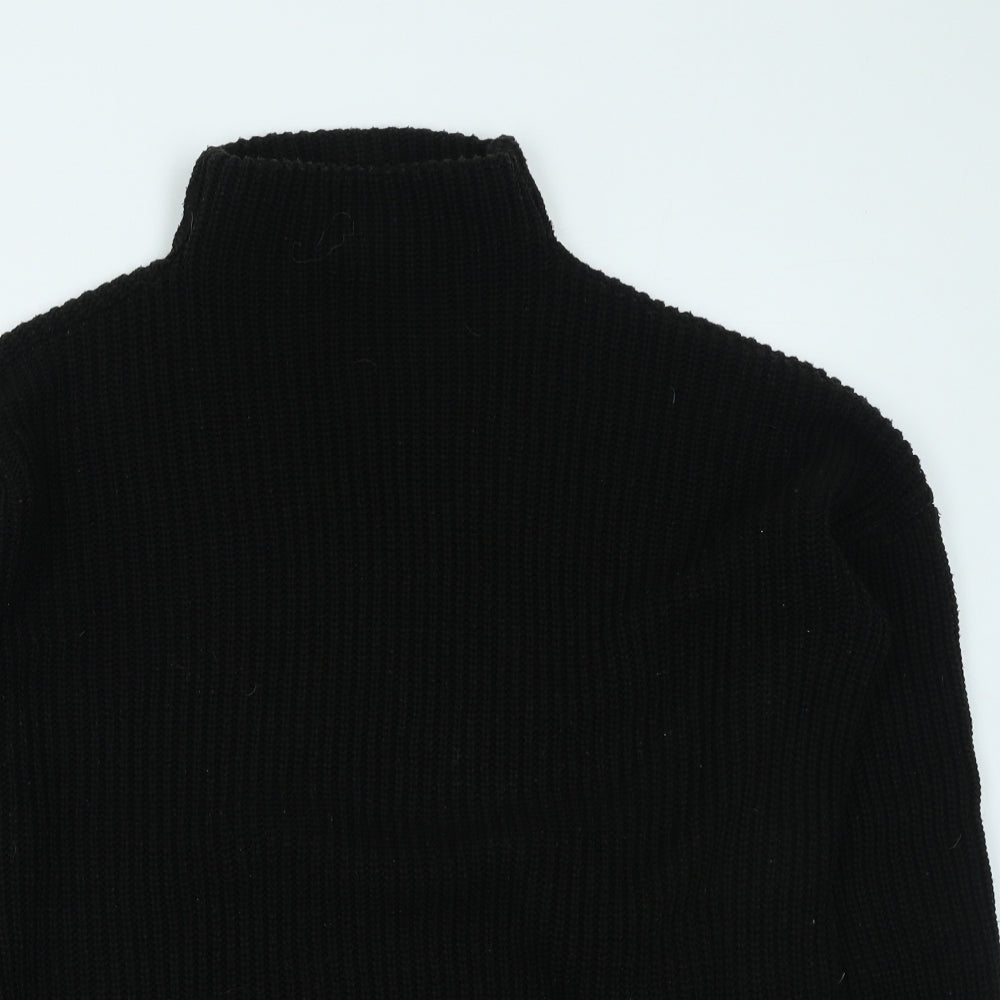 PRETTYLITTLETHING Womens Black High Neck  Acrylic Pullover Jumper Size 10