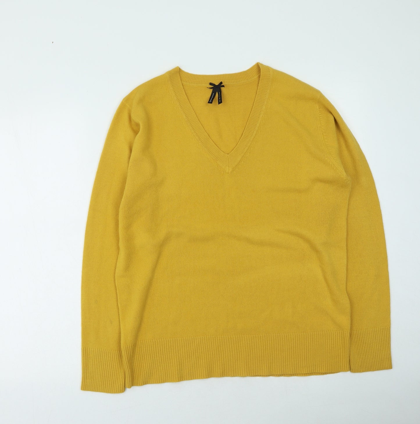 Primark Womens Yellow V-Neck  Acrylic Pullover Jumper Size 20