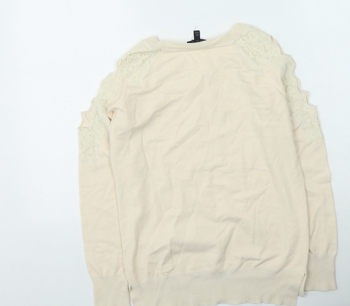 Topshop Womens Beige Round Neck  Viscose Pullover Jumper Size 6
