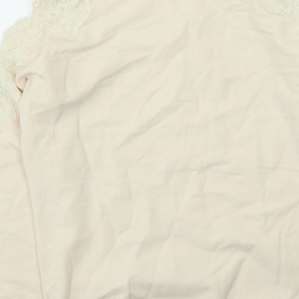 Topshop Womens Beige Round Neck  Viscose Pullover Jumper Size 6
