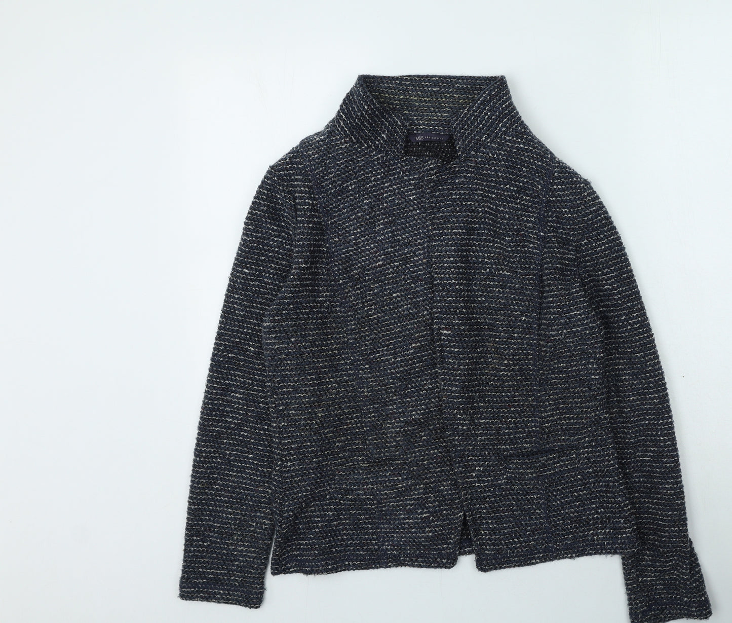 Marks and Spencer Womens Blue Round Neck  Acrylic Cardigan Jumper Size 14