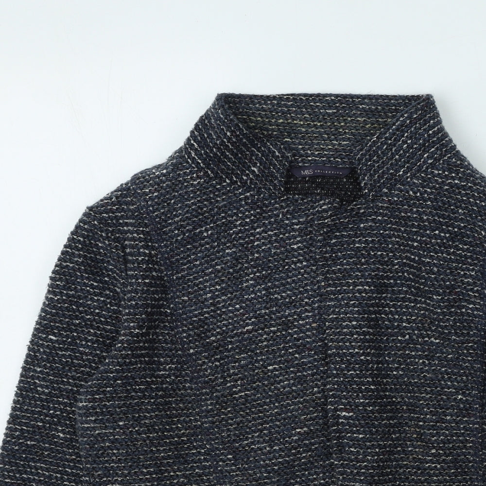 Marks and Spencer Womens Blue Round Neck  Acrylic Cardigan Jumper Size 14