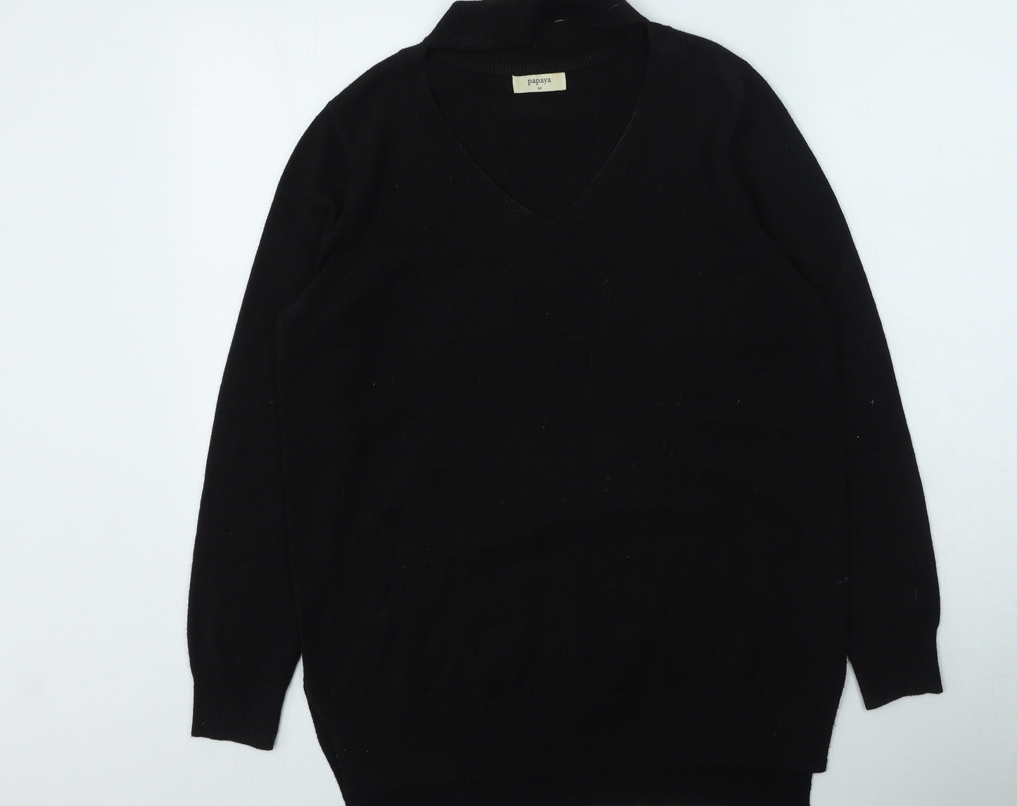Papaya Womens Black Round Neck  Acrylic Pullover Jumper Size M