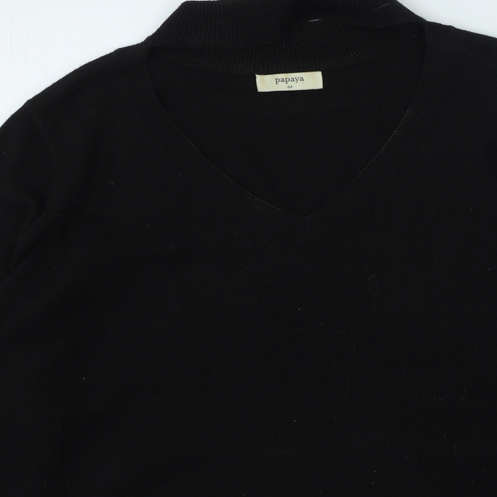 Papaya Womens Black Round Neck  Acrylic Pullover Jumper Size M