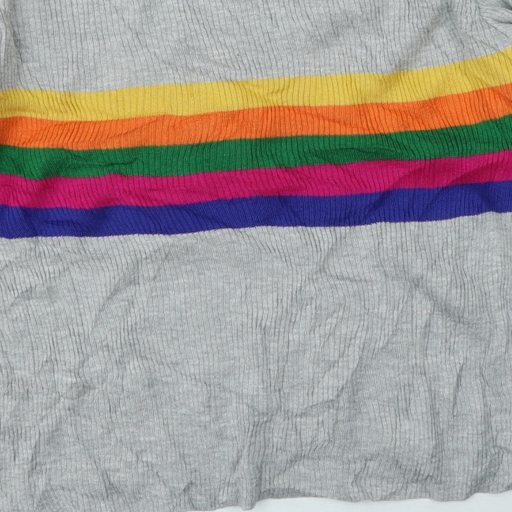 Primark Womens Multicoloured Round Neck Striped Cotton Pullover Jumper Size M