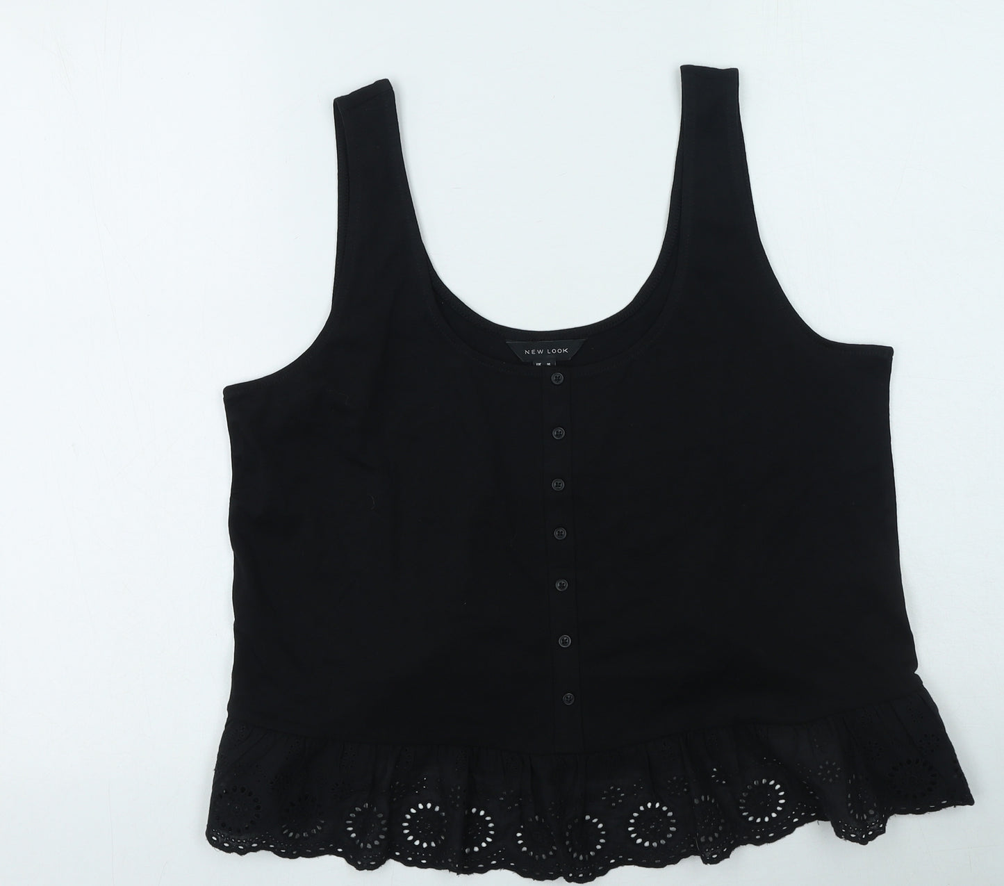 New Look Womens Black  Cotton Camisole Tank Size 16 Round Neck