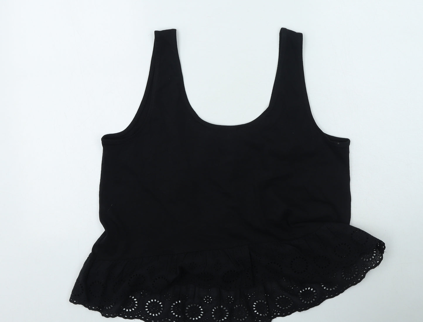 New Look Womens Black  Cotton Camisole Tank Size 16 Round Neck
