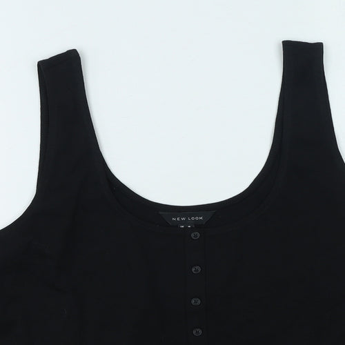 New Look Womens Black  Cotton Camisole Tank Size 16 Round Neck