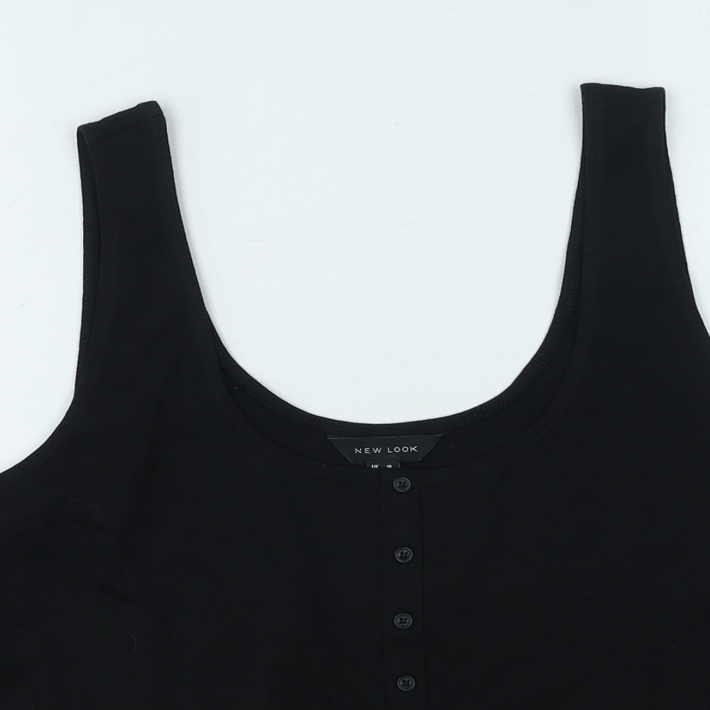 New Look Womens Black  Cotton Camisole Tank Size 16 Round Neck