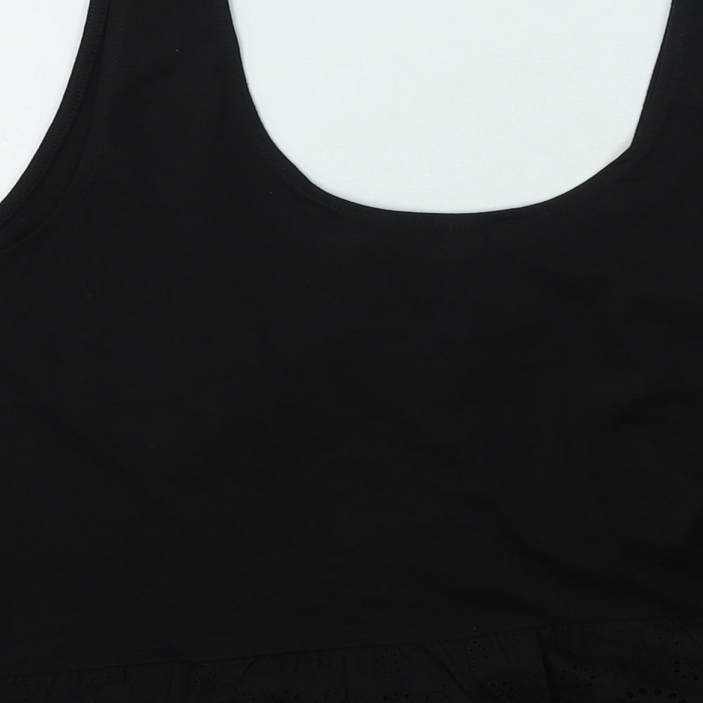 New Look Womens Black  Cotton Camisole Tank Size 16 Round Neck