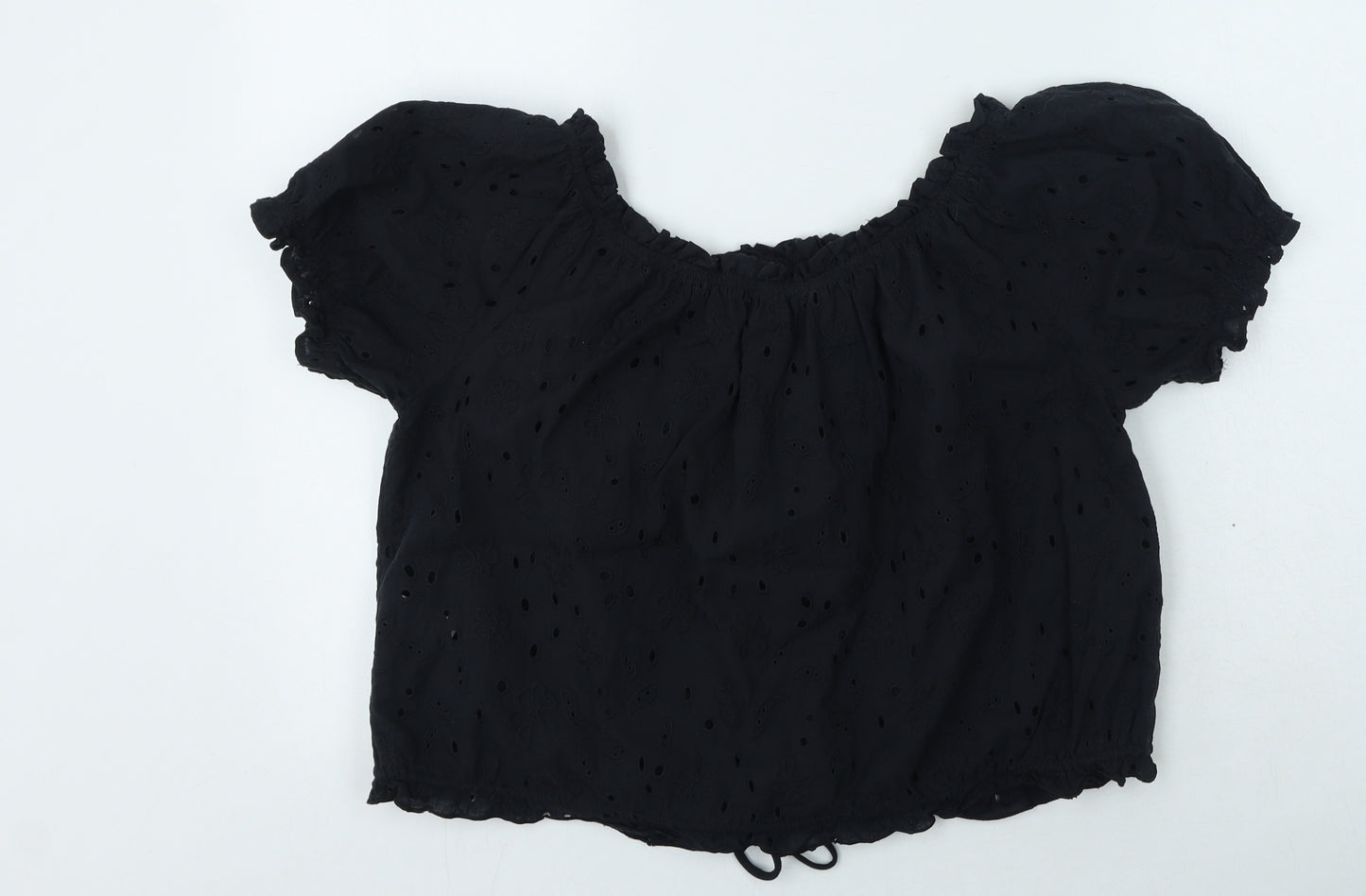 George  Womens Black  Cotton Basic T-Shirt Size M Off the Shoulder