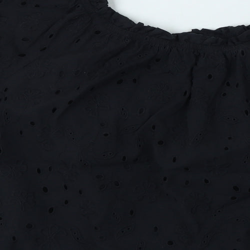 George  Womens Black  Cotton Basic T-Shirt Size M Off the Shoulder