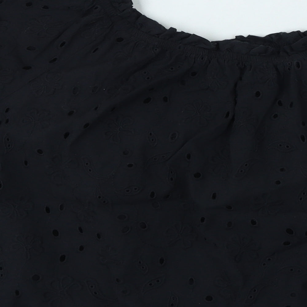 George  Womens Black  Cotton Basic T-Shirt Size M Off the Shoulder