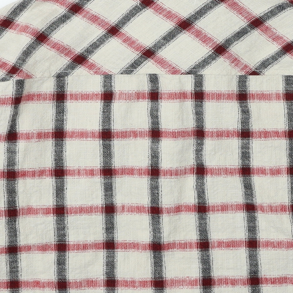 Zara Womens Multicoloured Collared Plaid Cotton Cardigan Jumper Size L