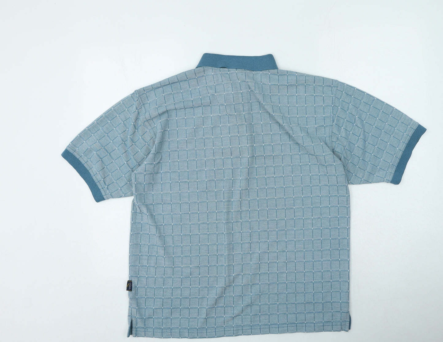 Donnay Mens Blue Check Cotton  Polo Size L Collared