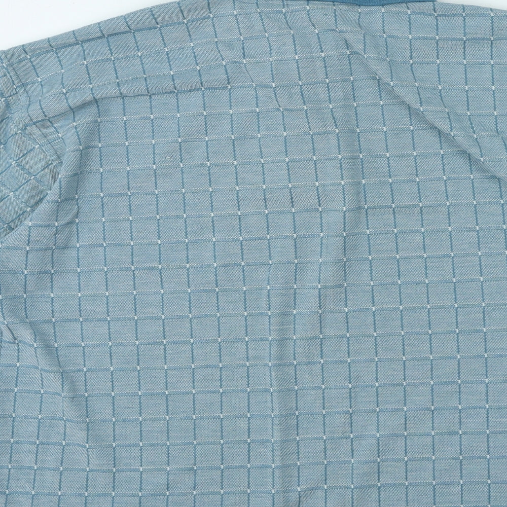 Donnay Mens Blue Check Cotton  Polo Size L Collared