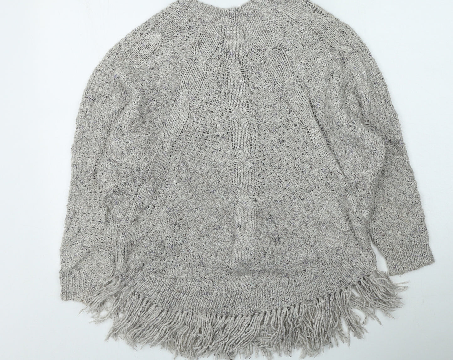 Marks and Spencer Womens Beige Round Neck  Acrylic Henley Jumper Size 12