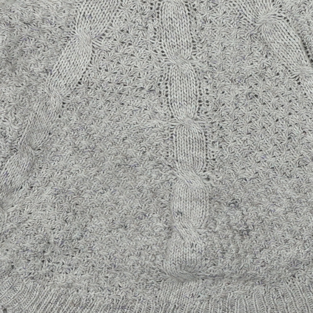 Marks and Spencer Womens Beige Round Neck  Acrylic Henley Jumper Size 12