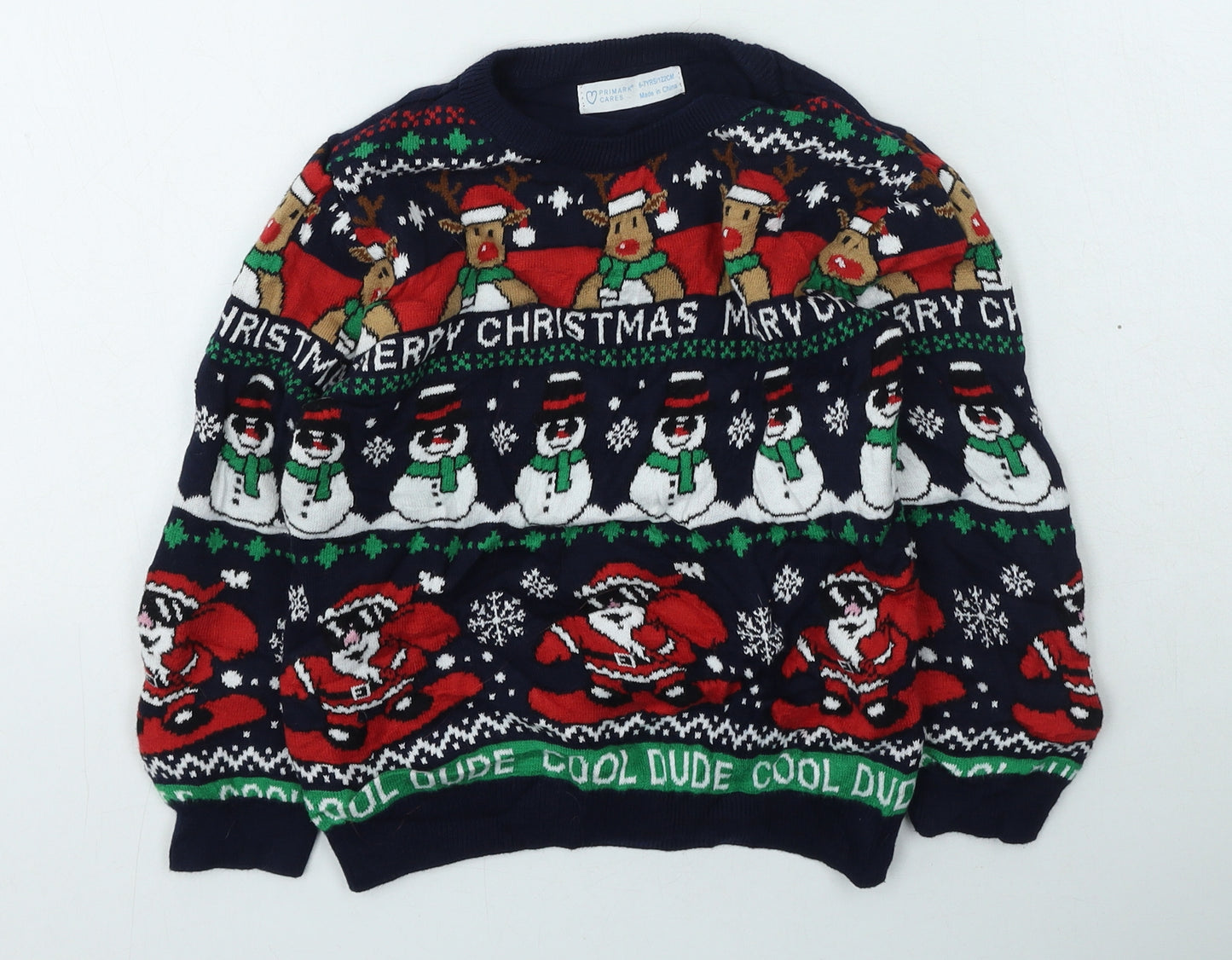 Primark  Boys Multicoloured Round Neck  Cotton Pullover Jumper Size 6-7 Years   - Christmas Jumper